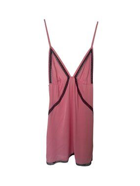 Victorias Secret Pink Cami Slip With Black Lace Trim